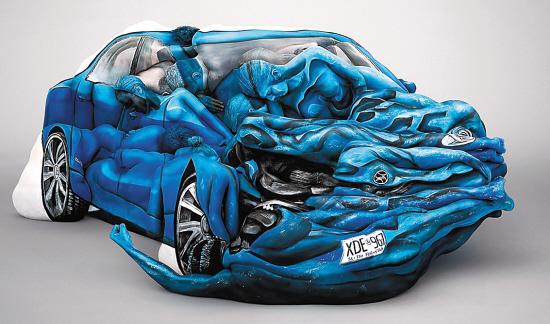 叹为观止:彩绘<em>人体</em>汽车<em>艺术</em>__新华网辽宁频道