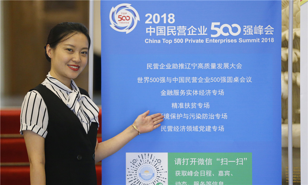 “2018中国民营企业500强峰会”召开 工作人员热情服务